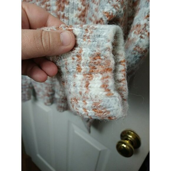 Rd style Women's Long Sleeve Orange White Grey Y2K Hi Lo Hem Sweater. Size L - Picture 8 of 13